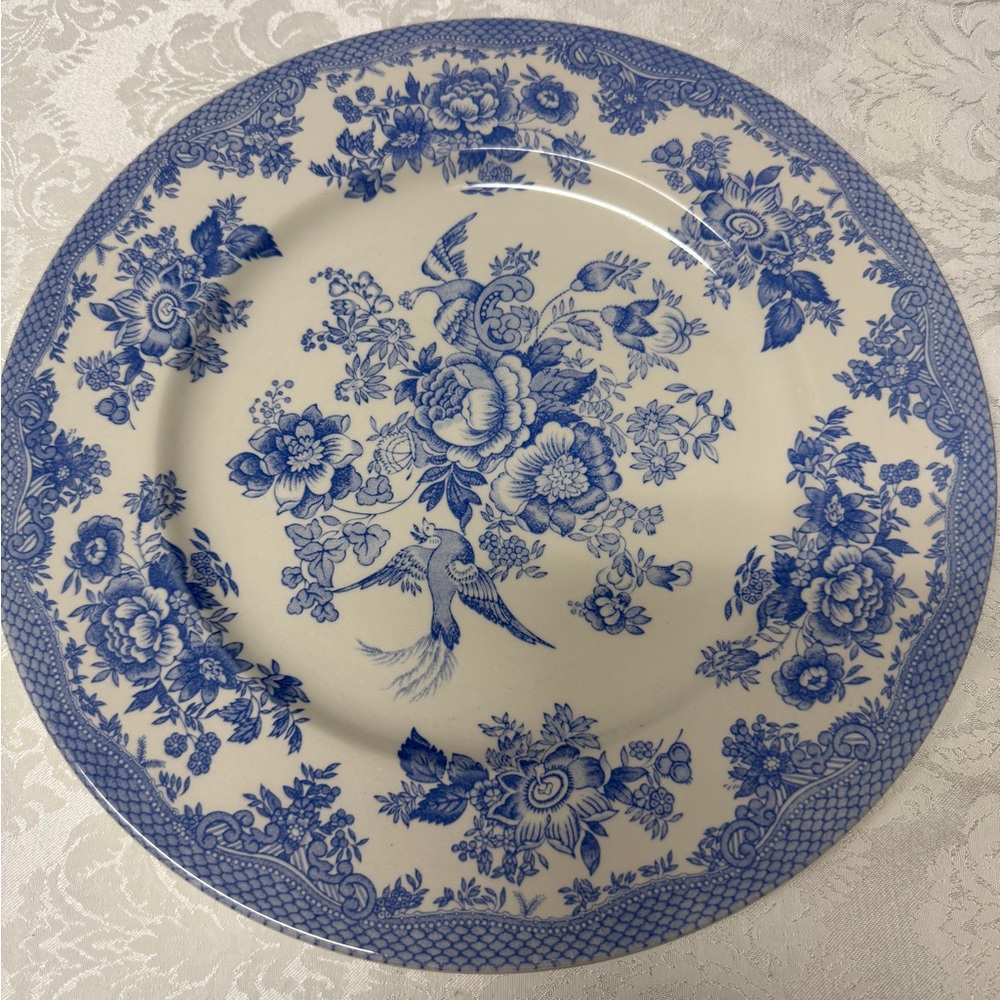 Royal Stafford 12” Platter Blue And White ASIATIC Pheasant  Made In England New